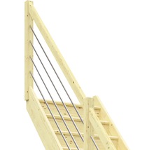 Scară din lemn cu balustradă metalică