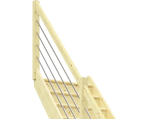 Scară din lemn cu balustradă metalică