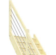 Scară din lemn cu balustradă din oțel inoxidabil