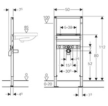 Desen tehnic al unui element de perete frontal cu dimensiuni