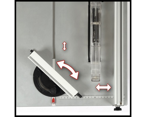 Imagine detaliată a unui ferăstrău circular de masă cu reglare unghiulară