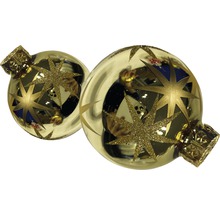 Două globuri aurii de Crăciun cu model stea