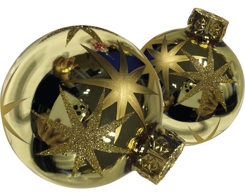 Două globuri de Crăciun cu motive de stele