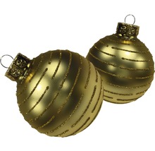 Două globuri de Crăciun cu model în dungi