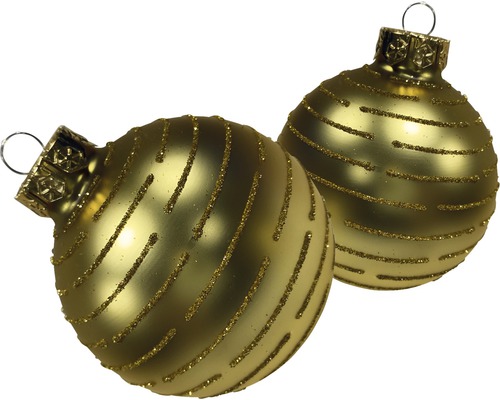 Două globuri de Crăciun cu model în dungi