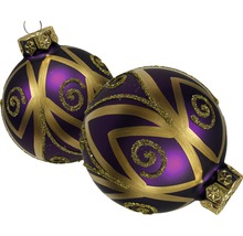 Două globuri de Crăciun cu decor auriu