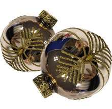 Două globuri de Crăciun cu decor auriu