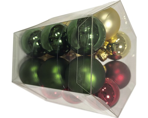 Pachet cu globuri de brad din sticlă, în diferite culori