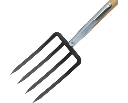 Furcă de grădină cu patru dinți și mâner din lemn