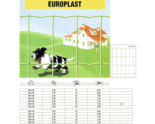 Gard Europlast cu ilustrația unui câine alergând în fața unei case