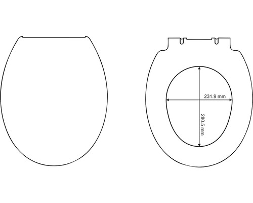 Schiță a unui capac de toaletă cu dimensiuni