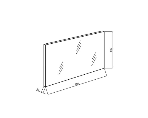 Desen tehnic al unei oglinzi cu dimensiunile de 800 pe 600 milimetri