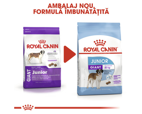 Royal Canin Junior Giant hrană pentru câini, ambalaj nou, formulă îmbunătățită