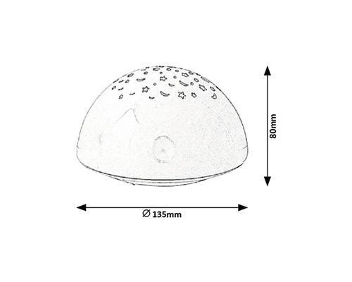 Lampă de noptieră cu model stele și lună, diametru 135 milimetri, înălțime 80 milimetri