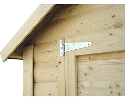 Imagine detaliată cu un șopron de lemn cu balama tip T