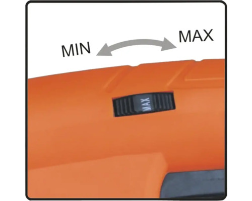 Prim-plan cu o mașină de găurit cu reglare a vitezei min la max