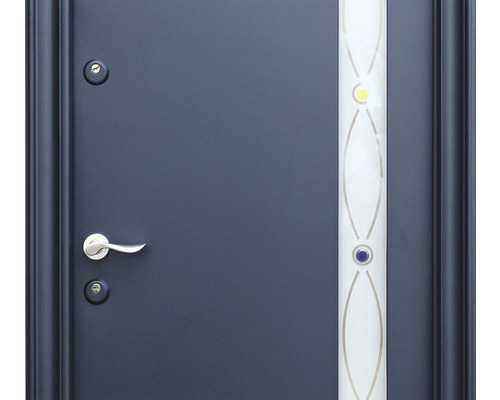 Ușă de intrare cu inserție de sticlă și mâner