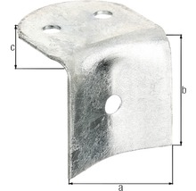 Conector unghiular metalic cu găuri de montare și dimensiuni indicate