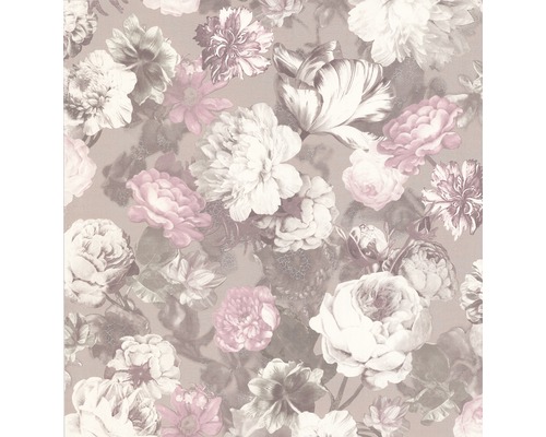 Tapet vlies imprimeu floral maro/bej 10,05x0,53 m Tapet cu model floral pentru decorarea pereților