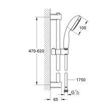 Set duș GROHE Vitalio Start 100 27942000, bară perete 62 cm, furtun duș 175 cm, crom-thumb-3 Set duș GROHE Vitalio Start 100 27942000, bară perete 62 cm, furtun duș 175 cm, crom-thumb-3