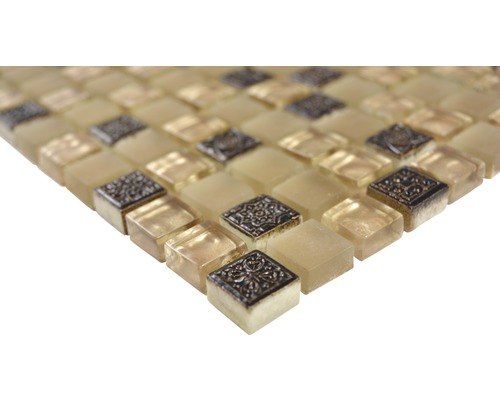 Placă de mozaic din sticlă și metal