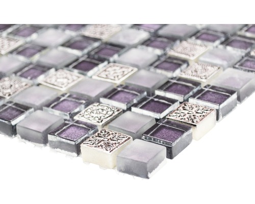 Placă de mozaic cu elemente din sticlă și metal