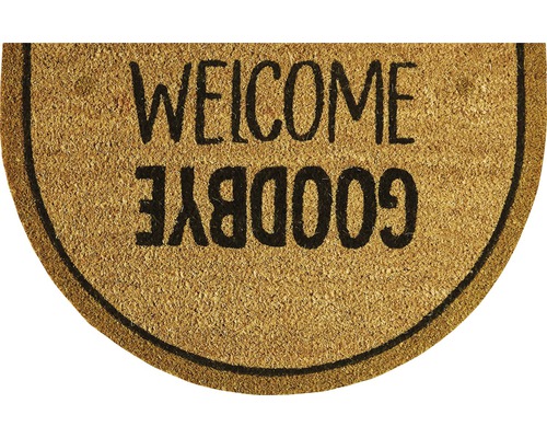 Covor de intrare cu inscripția Welcome și Goodbye