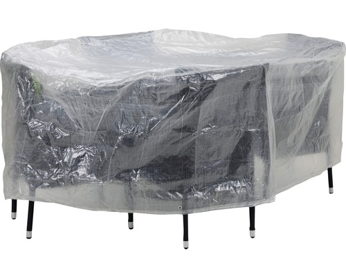 Set de mobilier de grădină sub husă de protecție transparentă
