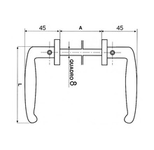 Desen tehnic al unui mâner de ușă cu dimensiuni