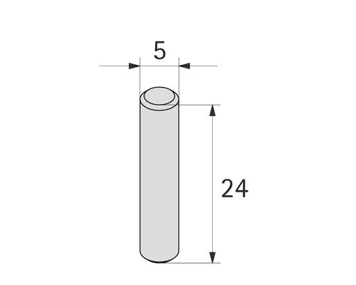 Desenul unui știft cu dimensiunile cinci pe 24 milimetri