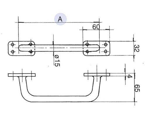Desen tehnic al unui mâner cu dimensiuni