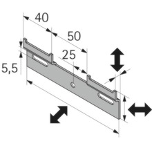 Clemă zincată perforată Hettich 130x36 mm, pentru suspendat dulapuri, pachet 25 bucăți