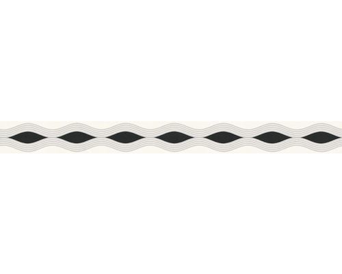 Bordură decorativă autoadezivă 2822-17 Only Borders Waves alb/negru 5 m x 5,3 cm