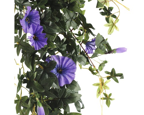 Ghirlandă artificială de iederă cu flori violet și frunze verzi