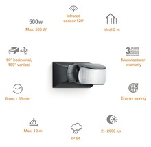 Senzor de mișcare Steinel IS1 120° max. 500W, pentru exterior IP54, negru-thumb-4 Senzor de mișcare Steinel IS1 120° max. 500W, pentru exterior IP54, negru-thumb-4