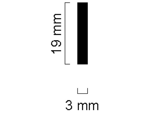 Dimensiuni: 19 mm înălțime, 3 mm lățime