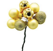 Globuri decorative de Crăciun aurii cu tijă din sârmă