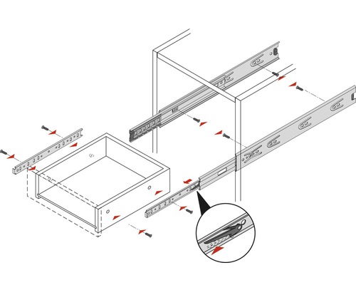 Glisiere tip șină cu bile Hettich KA5632 300mm, max. | HORNBACH