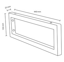 Desen tehnic al unui cadru dreptunghiular cu dimensiunile de 150 mm înălțime, 440 mm lungime și 25 mm grosime.