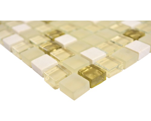 Placă de mozaic cu elemente pătrate din sticlă și piatră