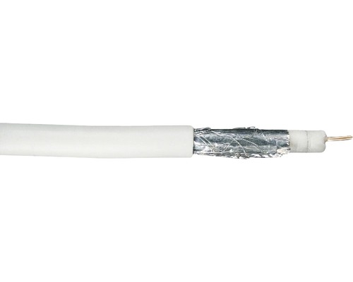 Cablu TV coaxial superdigital 1,1mm² 110dB alb, inel 50m, cu 4 ecranări