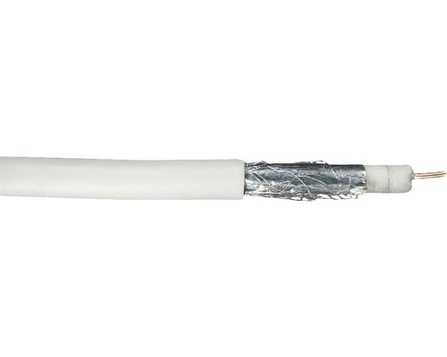 Cablu TV coaxial superdigital 1,1mm² 110dB alb, cu 4 ecranări