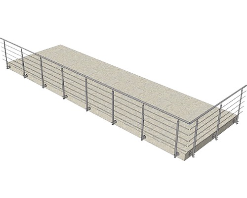 Balustradă de balcon cu bare orizontale și stâlpi de balustradă