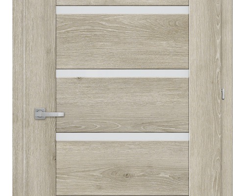 Ușă din lemn cu trei panouri orizontale din sticlă