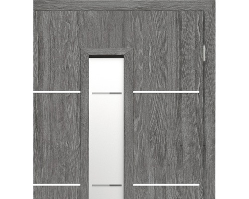 Ușă interioară gri cu inserție de sticlă