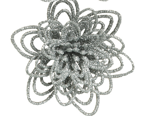 Floare decorativă argintie cu sclipici