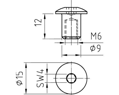 Desen tehnic al unui șurub cu dimensiuni