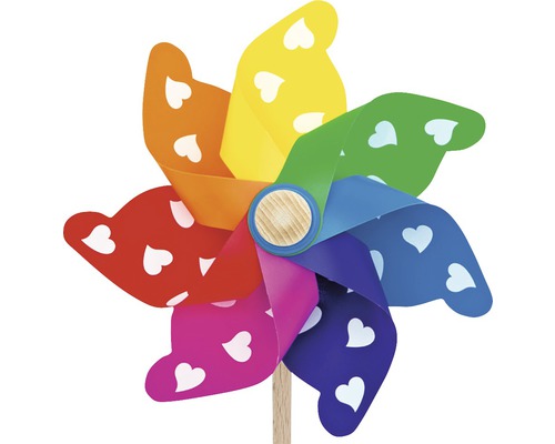 Morișcă de vânt multicoloră cu model de inimă