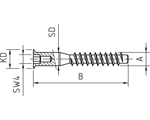 Desen tehnic al unui șurub cu dimensiuni