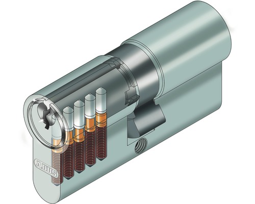 Ilustrație a unui cilindru de închidere ABUS cu interiorul vizibil